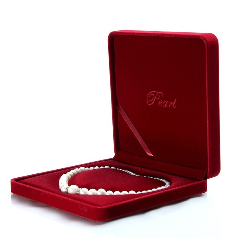 Pearl Necklace Box Manufacturer - Large Velvet Square Jewelry Case