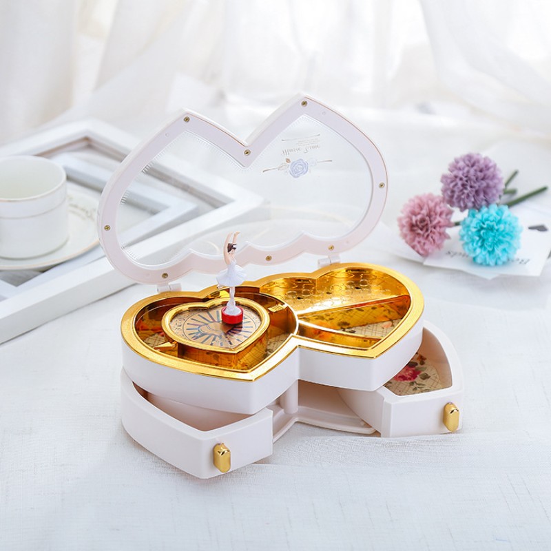 Music Jewelry Box Manufacturer - Heart-shaped Ballerina Rotating