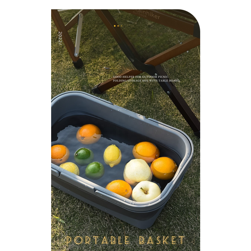 Camping Basket Manufacturer - Multifunction Folding Wash Basin with Lid and Tray