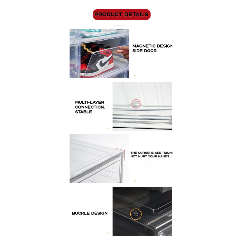 Sneaker Storage Box Manufacturer - Clear Drop Side Magnetic Door AJ Folding