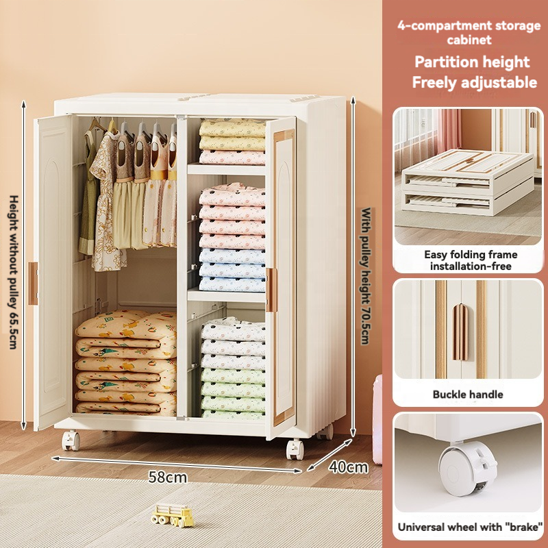 Plastic Wardrobe Manufacturer - Large Capacity Folding Collapsible with Wheels