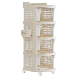 Storage Rack Manufacturer - 5-Layer Heavy-Duty PP Standing Trolley Multi-Purpose