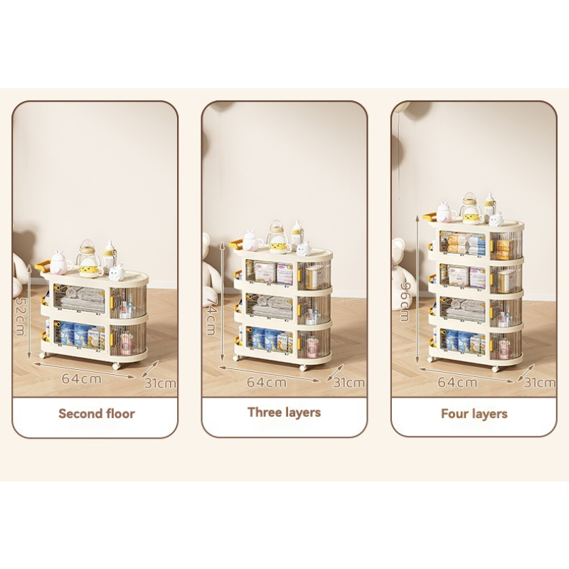 Home Organizer Cart Manufacturer - 3 Layers Transparent Foldable with Wheels