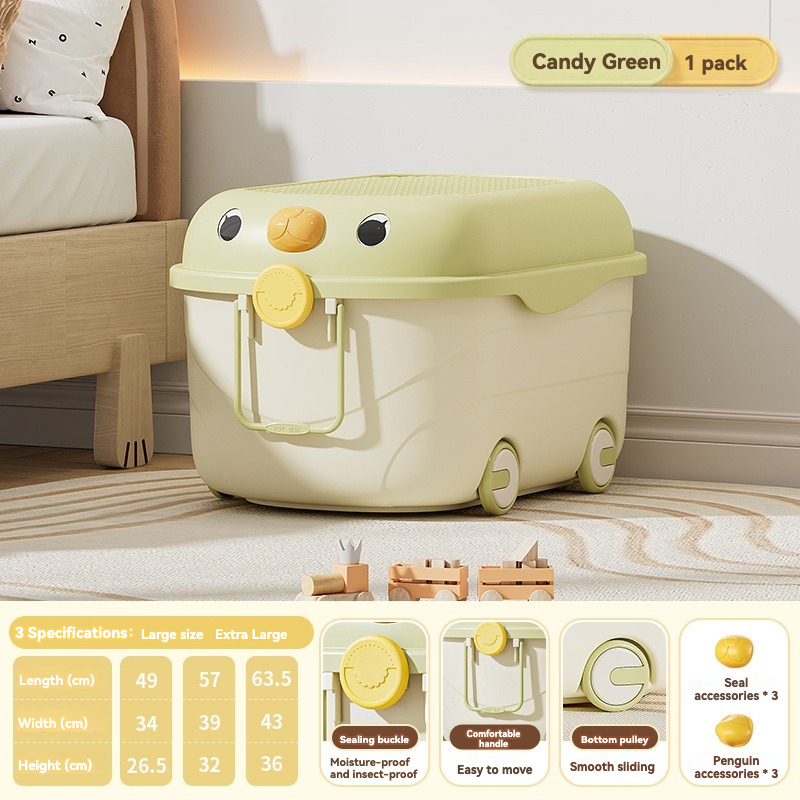 Animal Storage Box Manufacturer - 4 Pulleys Duck Seal Shape Plastic Laundry Basket