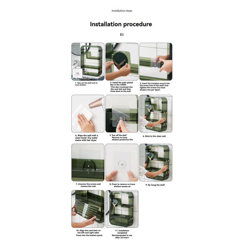 Bathroom Organizer Manufacturer - With Storage Drawer Plastic No Drill Rack