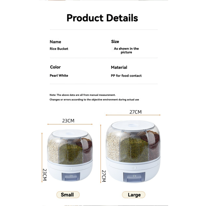 Grain Storage Container Manufacturer - Rotating Plastic with Moisture Lid 6 Compartments