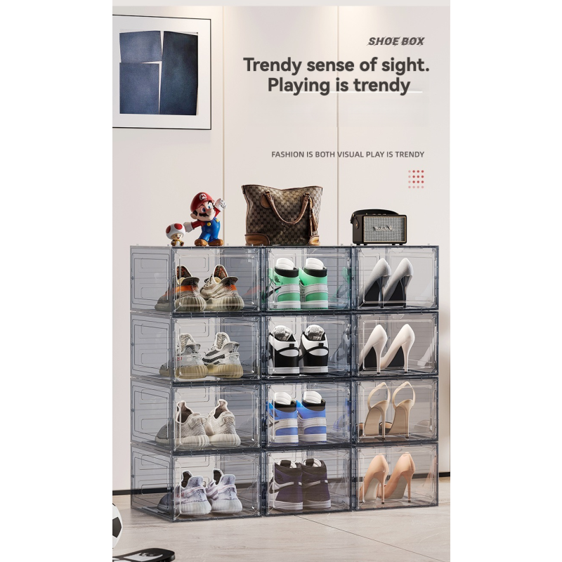 Shoe Box Manufacturer - Foldable Stackable Plastic Clear Modern Design