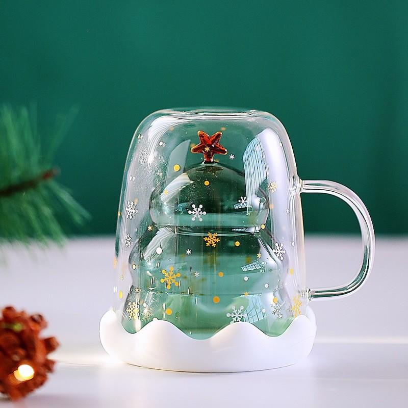 Christmas Cup Manufacturer - Double Walled Glass with Lids