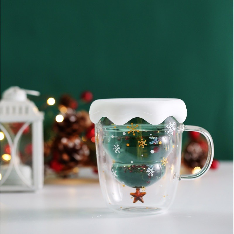 Christmas Glass Cup Manufacturer - Double Wall with Handle