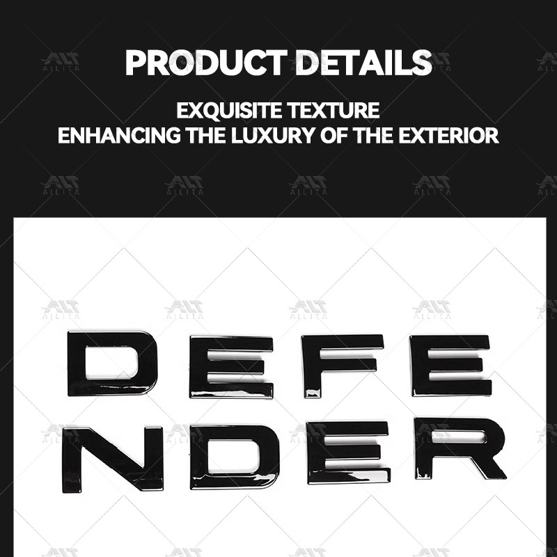 Emblem Badge Manufacturer - Gloss Black Lettering for Defender