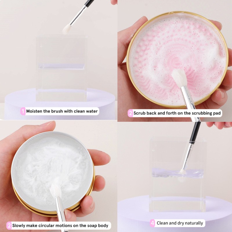 Cleaning Soap Manufacturer - Custom Solid Vegan Makeup Brush Cleaner With Pad