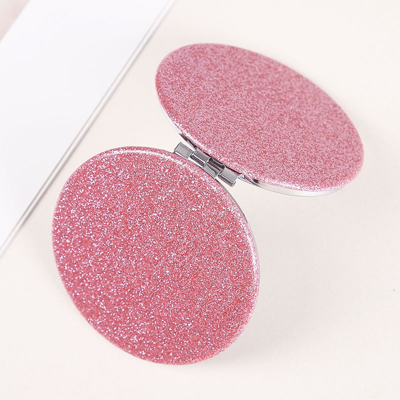 Makeup Mirror Supplier - Large Round Glitter High-end Handheld Folding