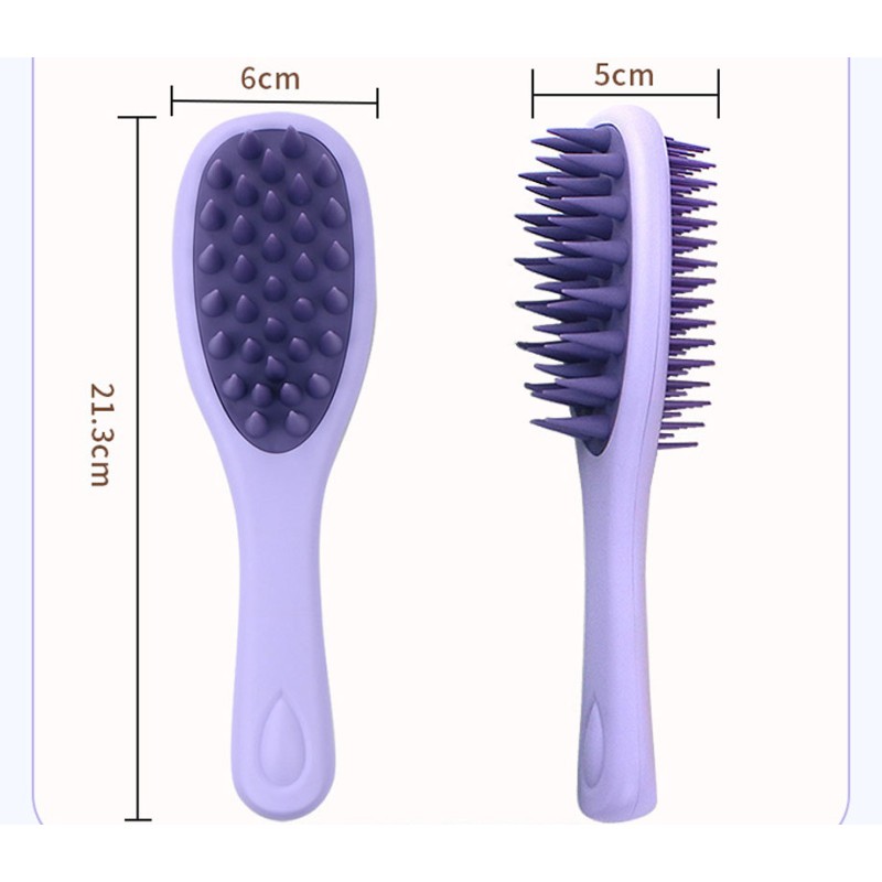 Shampoo Brush Factory - Long Handle Double Tooth Silicone Bath Massage Comb