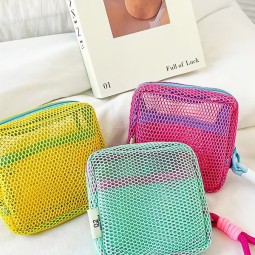 Lipstick Bag Manufacturer - Mesh Women's Tofu Bag Mini Coin Purse Large Capacity