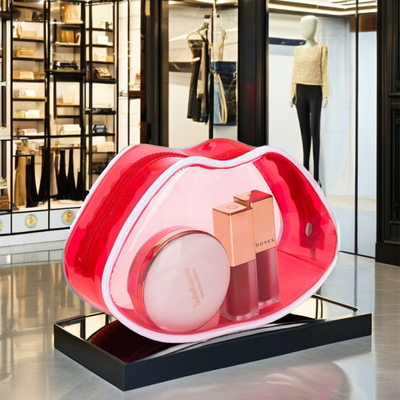 Cosmetic Bag Manufacturer - Custom Half Moon Oval Lip Shape Transparent PVC