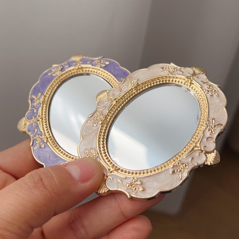 Makeup Mirror Manufacturer - Retro European Style Gold Embossed Portable Home