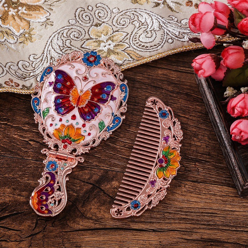 Mirror Comb Set Supplier - New European Style Folding Retro Souvenir Portable