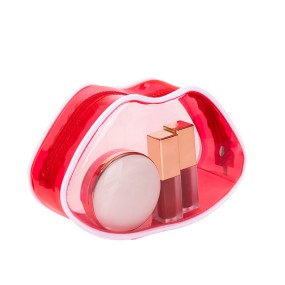 Cosmetic Bag Manufacturer - Custom Half Moon Oval Lip Shape Transparent PVC