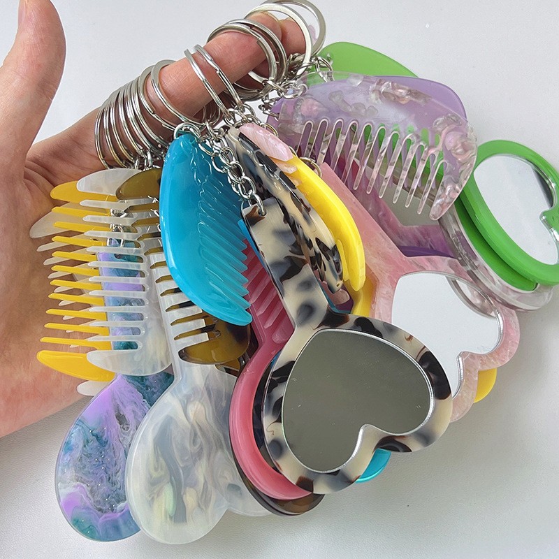 Mirror Comb Set Supplier - Newest Selling Love Pendant Portable Handle Comb