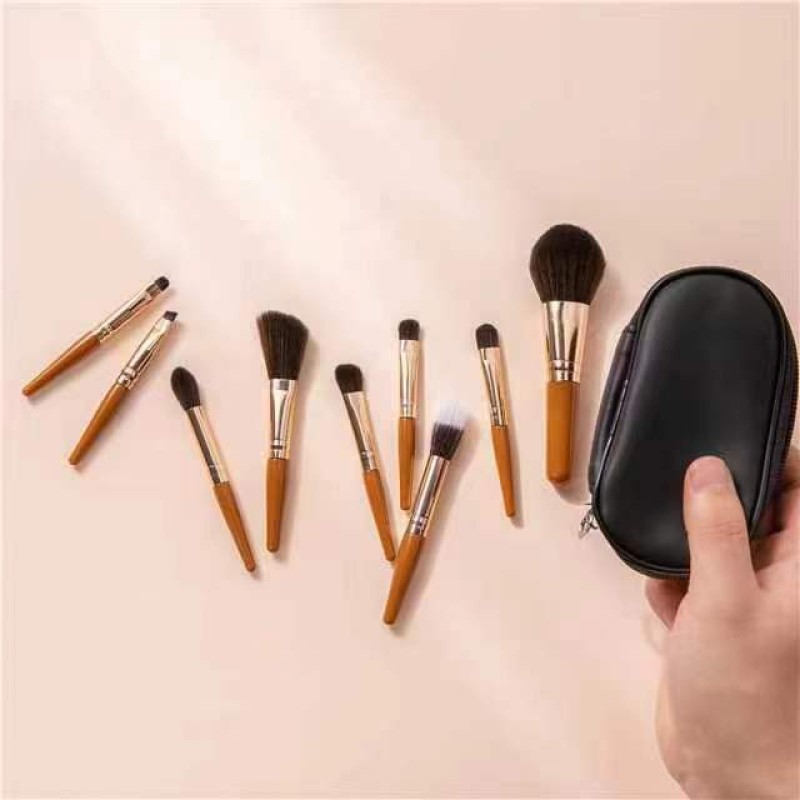Makeup Brush Set Supplier - Mini 9-piece Portable Travel Soft Bristles Set
