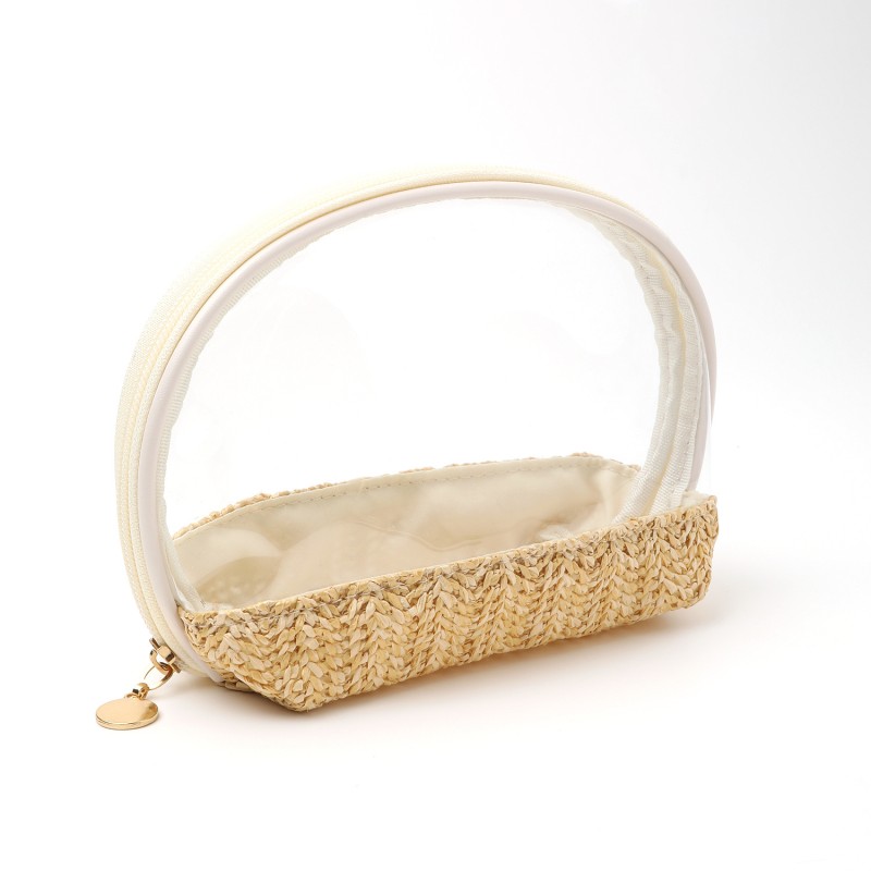 Cosmetics Bag Factory - Large Portable Waterproof Hand-Woven Straw Zipper