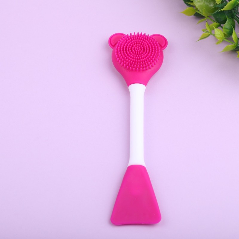Face Wash Brush Manufacturer - Bear Long Handle Double Head Silicone Multifunctional