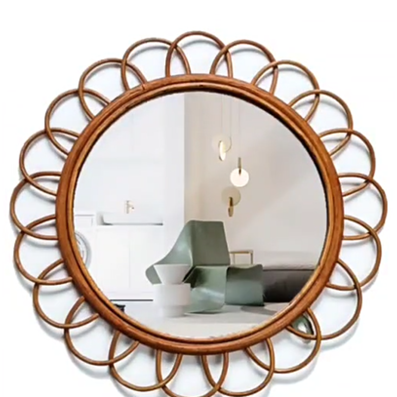 Cosmetic Mirror Supplier - High Quality Rattan Wall Vintage Handmade
