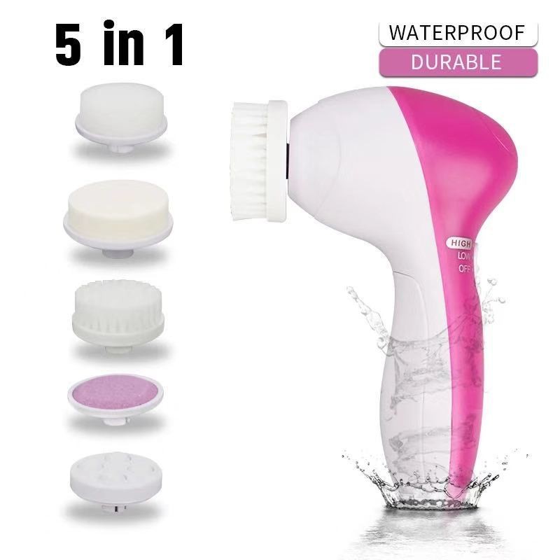 Face Brush Supplier - 5-in-1 Multi-functional Waterproof Rotary Cleaning Massage