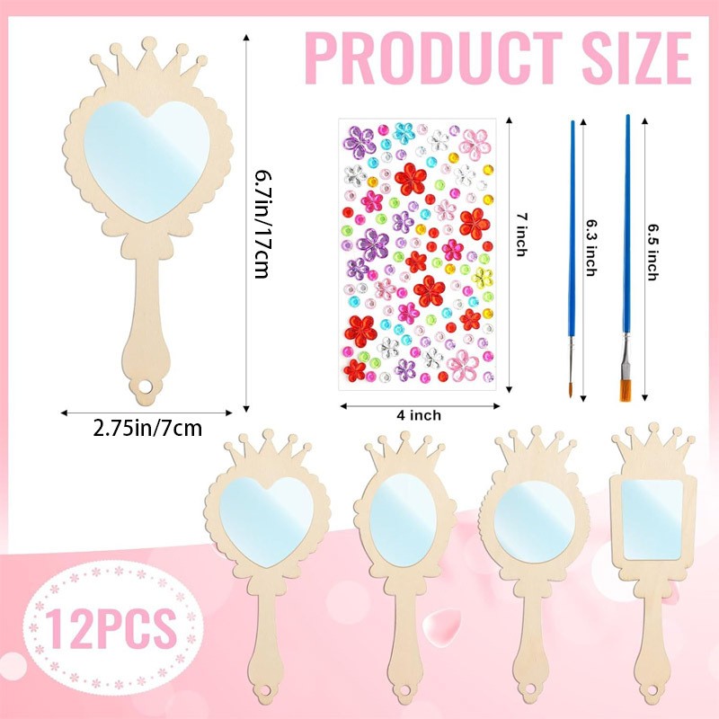 Handheld Mirror Manufacturer - Unfinished Wooden Children Princess Birthday Gift