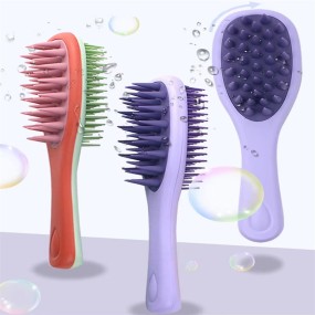 Shampoo Brush Factory - Long Handle Double Tooth Silicone Bath Massage Comb