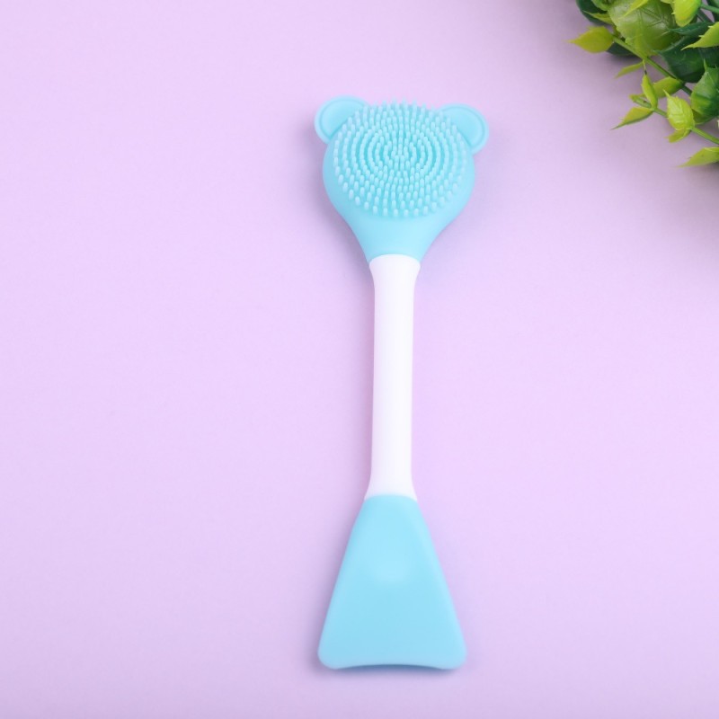 Face Wash Brush Manufacturer - Bear Long Handle Double Head Silicone Multifunctional