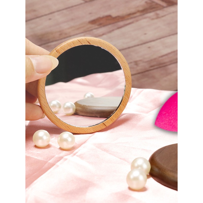 Makeup Mirror Manufacturer - Round Solid Wood Outdoor Makeup Mirror