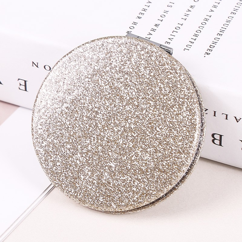 Makeup Mirror Supplier - Large Round Glitter High-end Handheld Folding