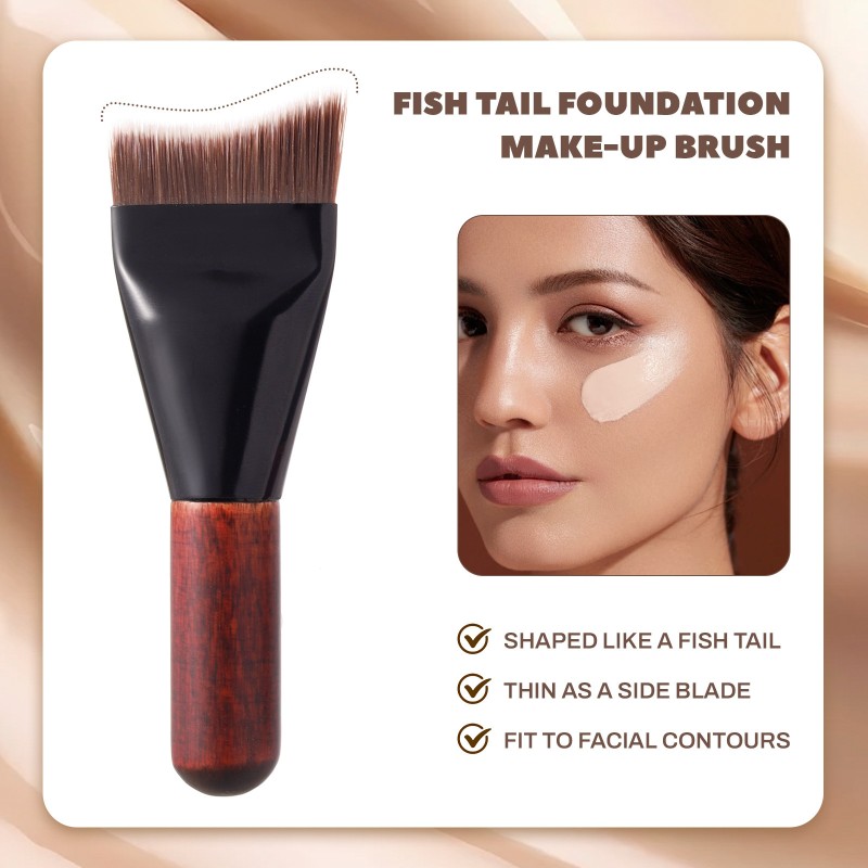 Makeup Brush Supplier - New Mini Wooden Handle Fishtail Seamless Portable
