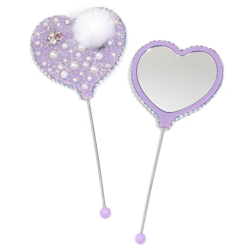 Makeup Mirror Manufacturer - Pearl Hair Ball Sugar Love Handle Beaded Portable
