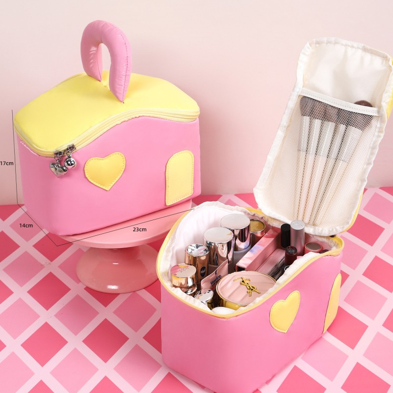 Cosmetic Bag Manufacturer - Colorblock Small House Cute Large Capacity Female