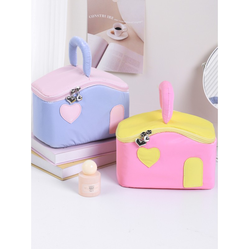 Cosmetic Bag Manufacturer - Colorblock Small House Cute Large Capacity Female