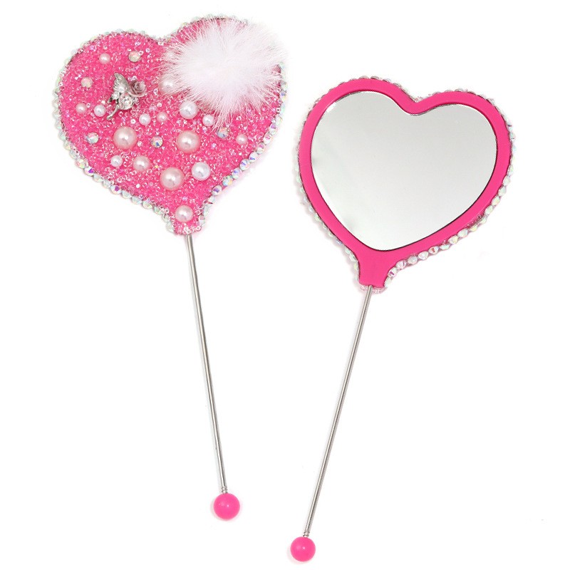 Makeup Mirror Manufacturer - Pearl Hair Ball Sugar Love Handle Beaded Portable