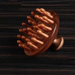 Wooden Comb Manufacturer - Gold Sandalwood Round Head Massage Meridian Retro