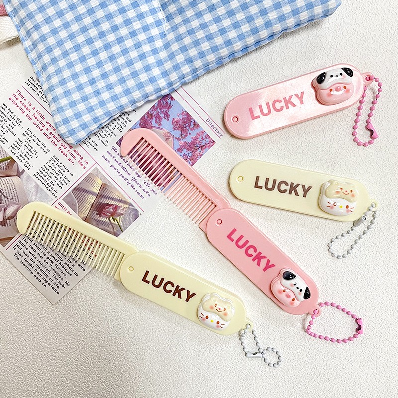 Comb Factory - Cute Folding Portable Mini Hair Straightening Plastic Pink