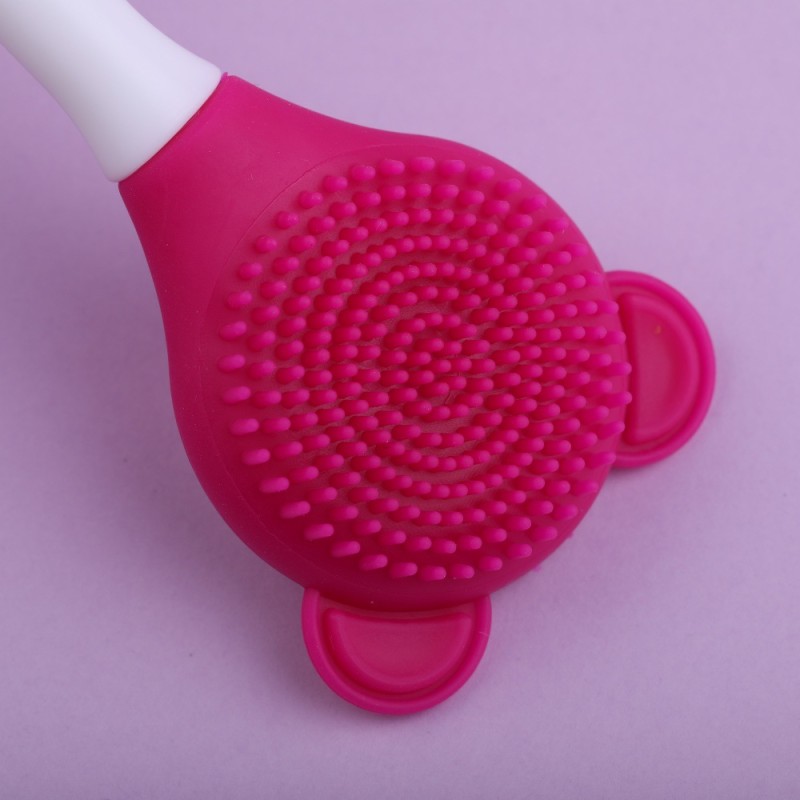 Face Wash Brush Manufacturer - Bear Long Handle Double Head Silicone Multifunctional