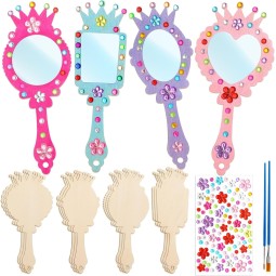 Handheld Mirror Manufacturer - Unfinished Wooden Children Princess Birthday Gift