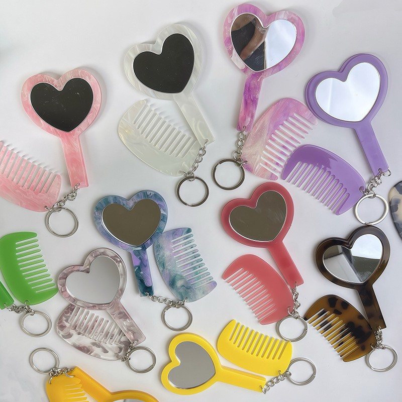 Mirror Comb Set Supplier - Newest Selling Love Pendant Portable Handle Comb
