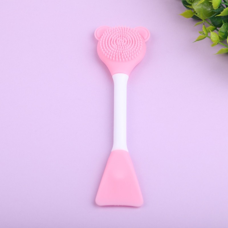 Face Wash Brush Manufacturer - Bear Long Handle Double Head Silicone Multifunctional