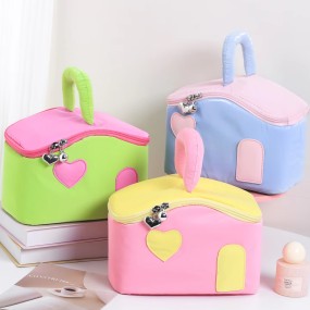Cosmetic Bag Manufacturer - Colorblock Small House Cute Large Capacity Female