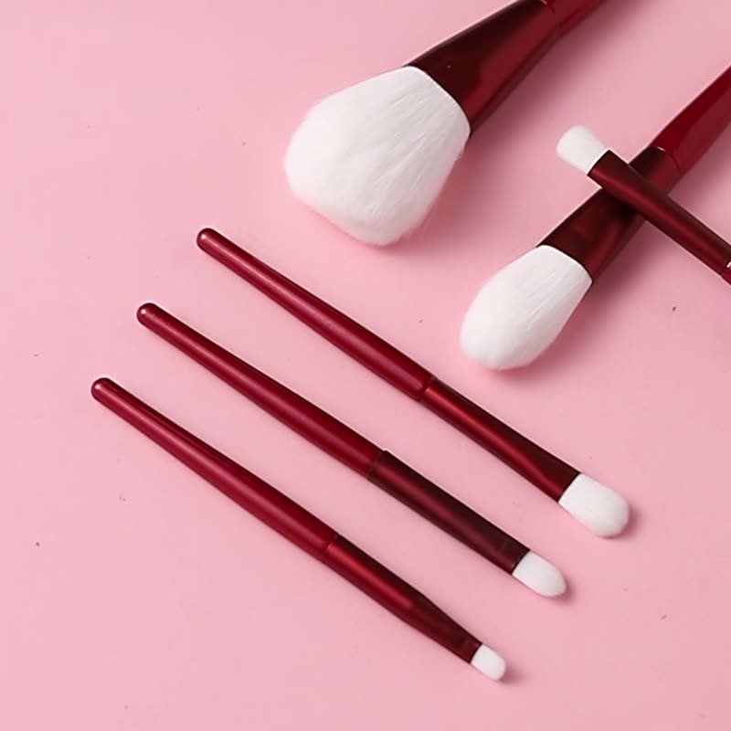 Makeup Brush Set Supplier - 6 Burgundy High-grade Soft Portable Brush Set