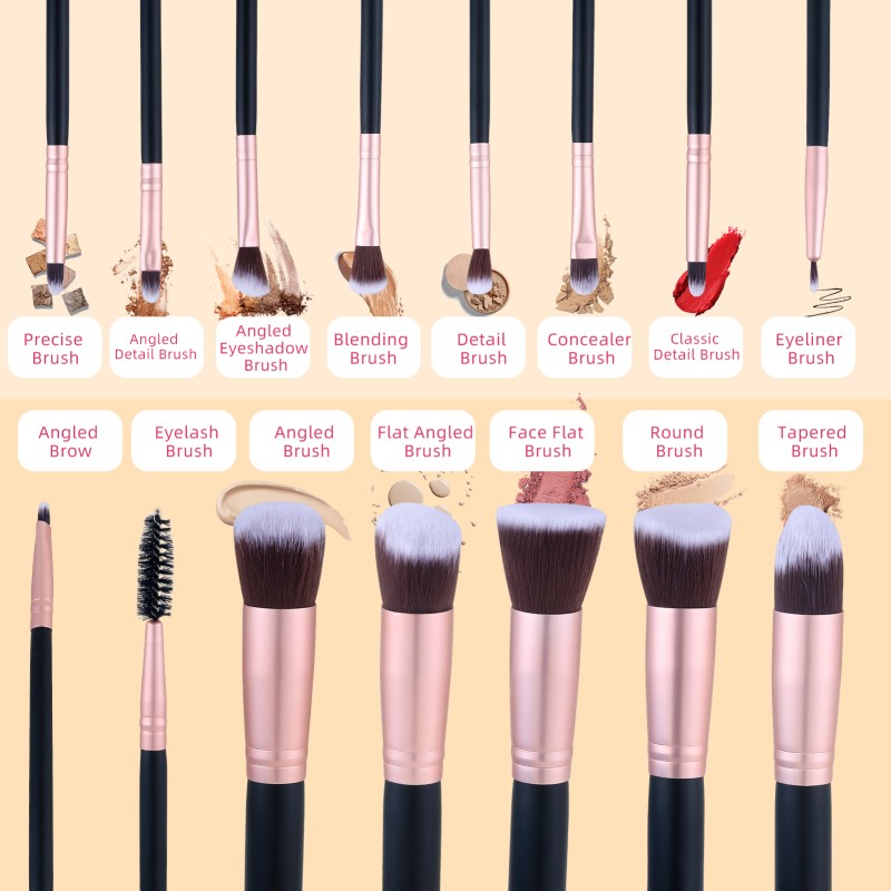 Makeup Brush Set Manufacturer - 14 PCS Custom Logo Private Label Matte Black