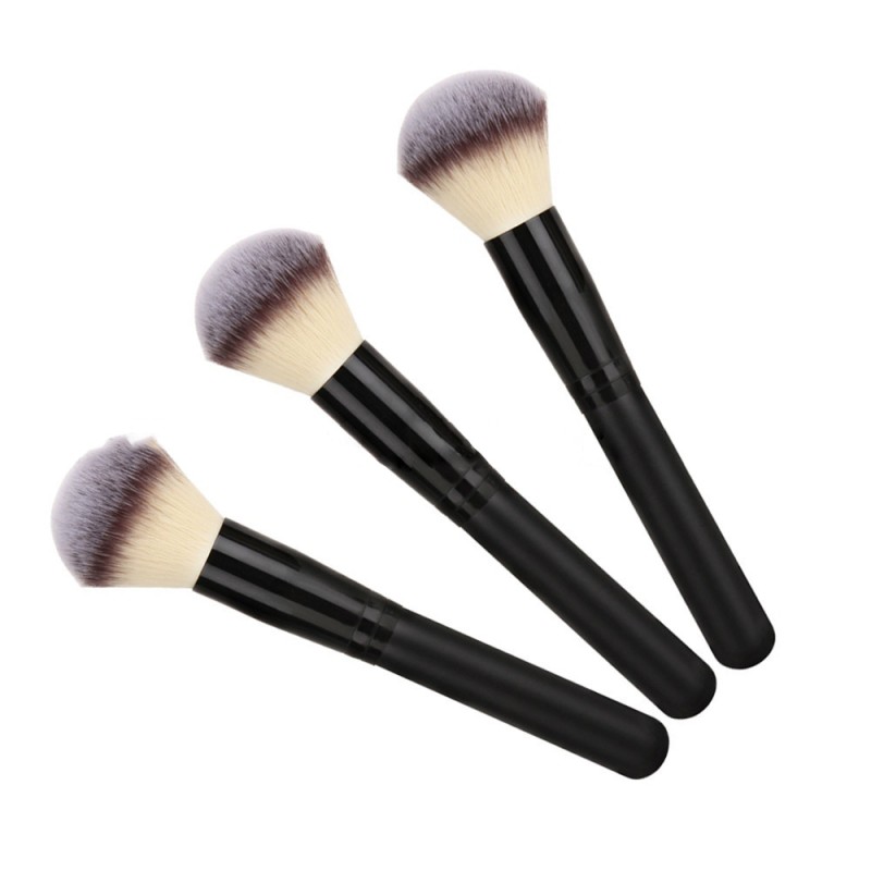 Makeup Brush Manufacturer - Single Black Simple Wooden Handle Custom logo