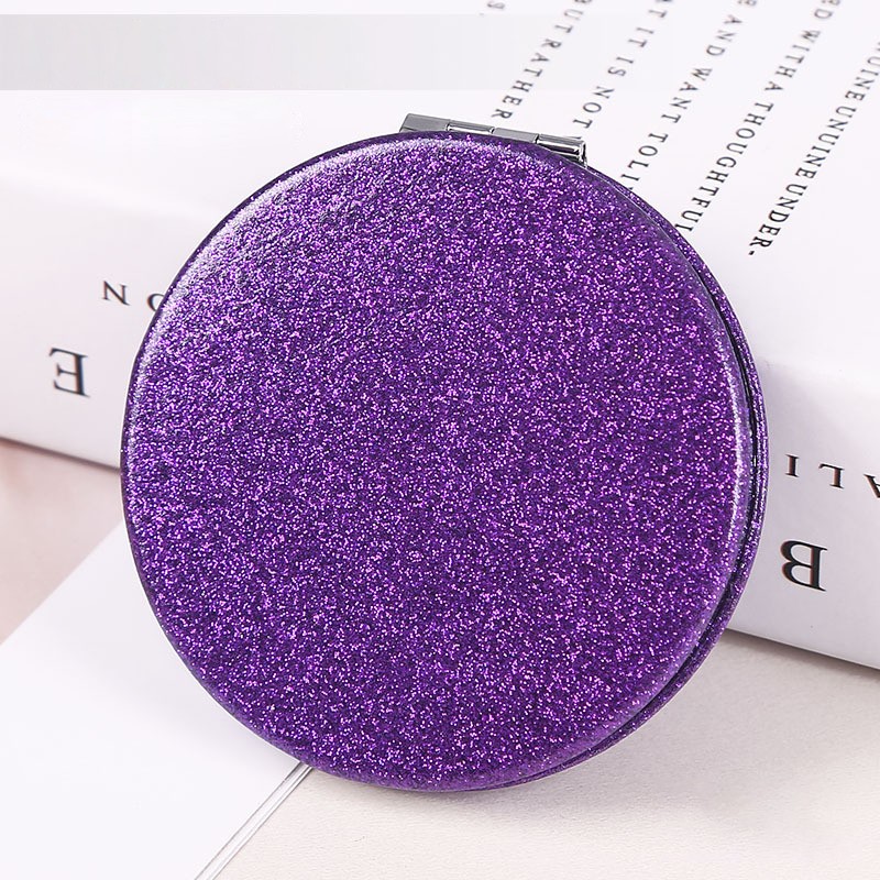 Makeup Mirror Supplier - Large Round Glitter High-end Handheld Folding