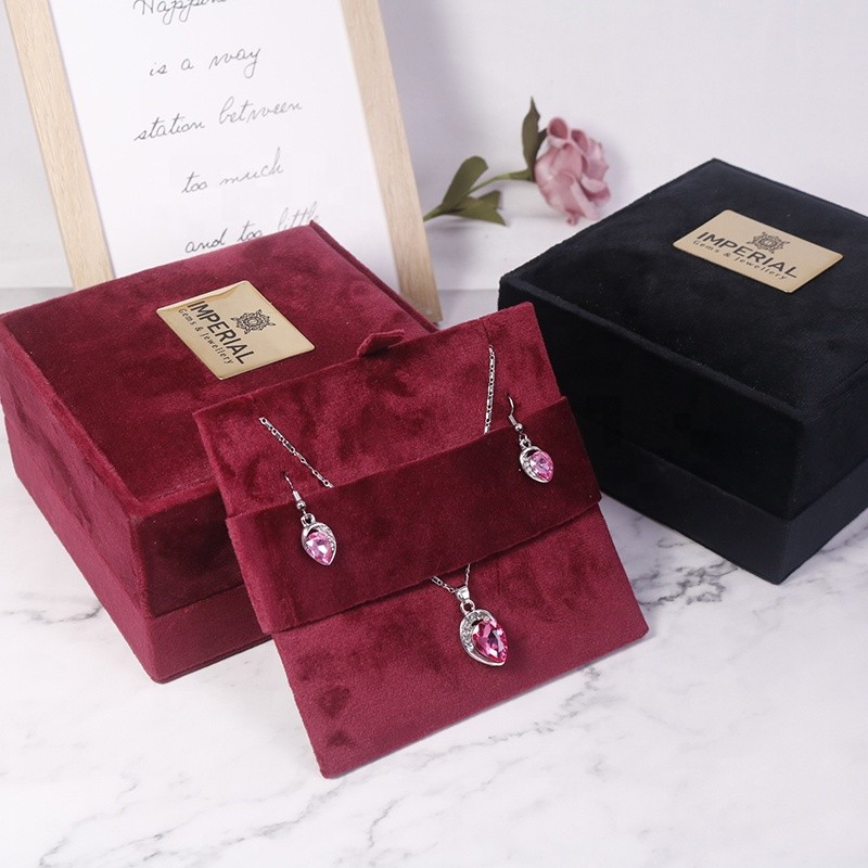 Jewelry Box Manufacturer - Red Black Antique Flannel Velvet